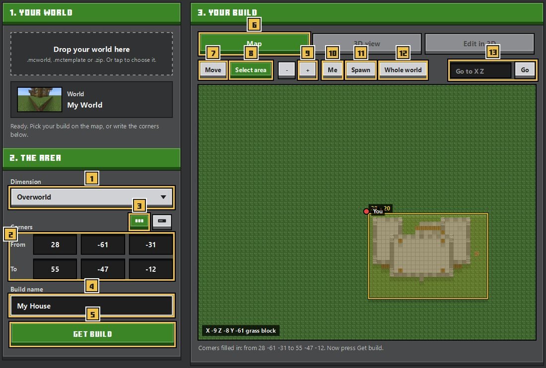 Select area on, with a box dragged over a house on the map