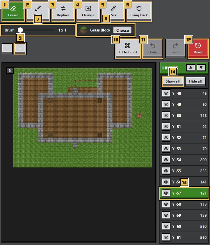 Edit in 2D with the tools and the layers list